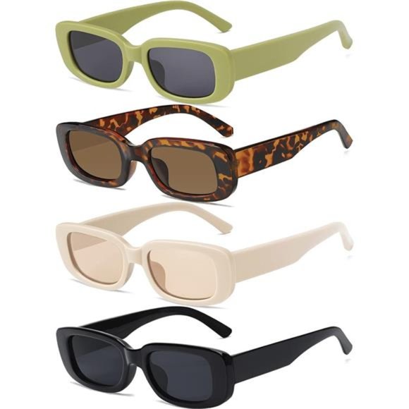 Accessories - 4 Pieces Women's Retro Vintage Sunglasses Small Square Rectangle 90s Glasses